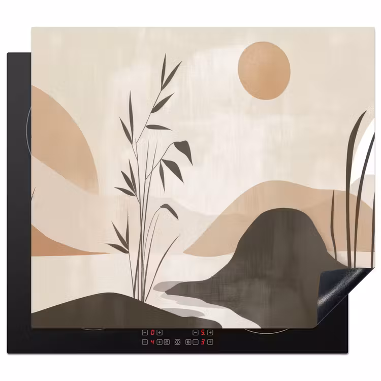 Inductie beschermer - Japandi - Landschap - Beige — 1