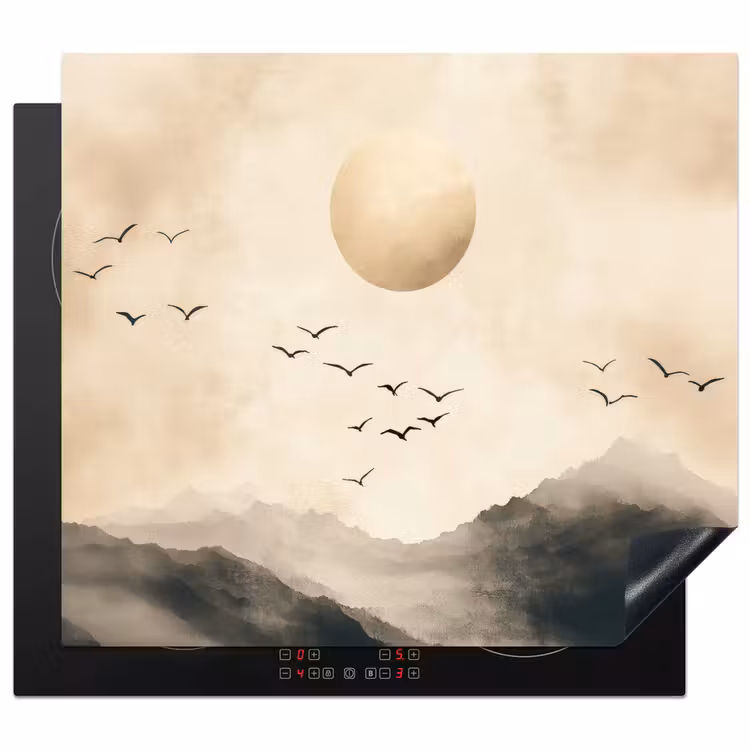 Inductie beschermer - Landschap - Japandi - vogel — 1