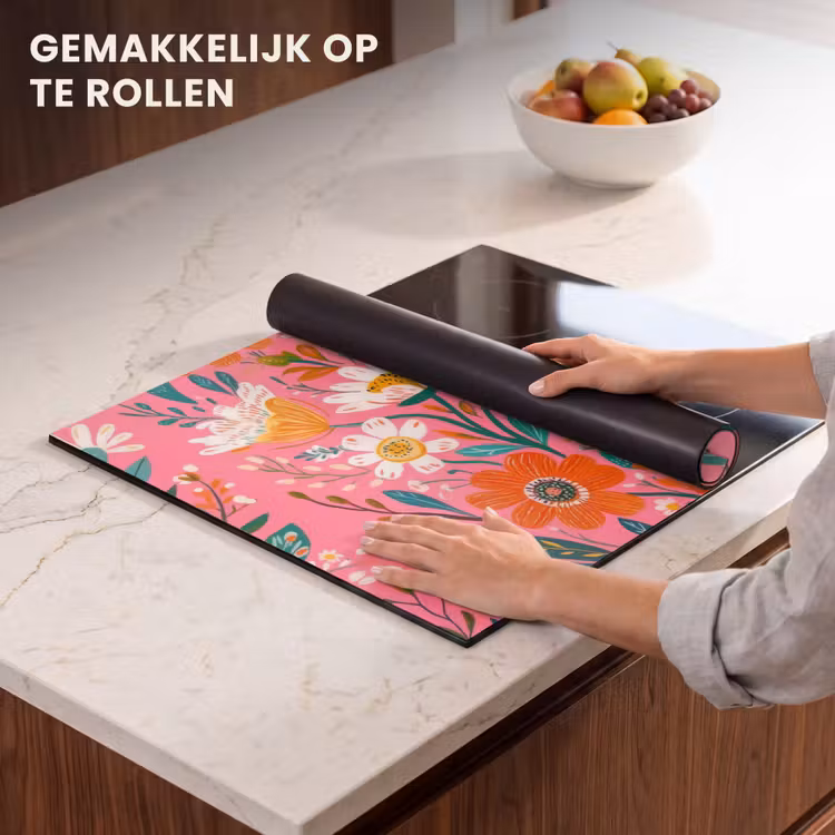 Inductie beschermer - Roze - Bloemen - Wit - Oranje — 7