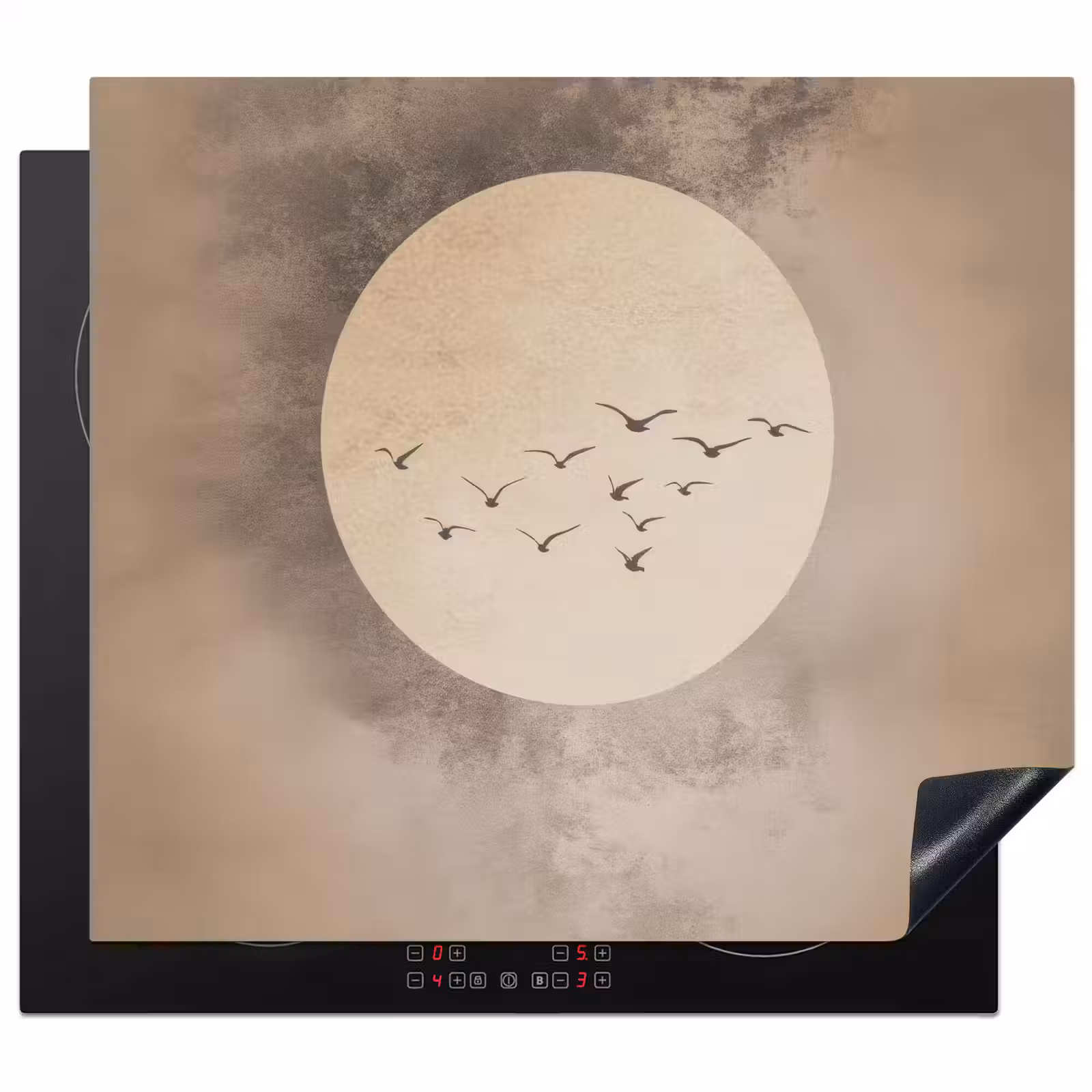 Inductie beschermer - Vogel - Beige - Japandi — 1