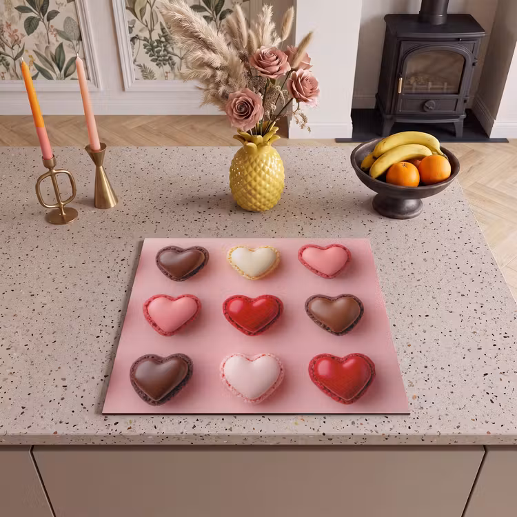 Inductie beschermer - Macarons - Hartjes - Kleurrijk - Roze — 3
