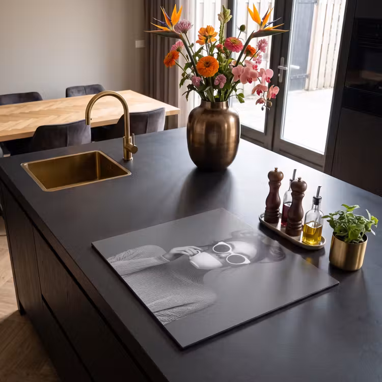 Inductie beschermer - Vrouw - Koffie - Zwart - Wit — 2