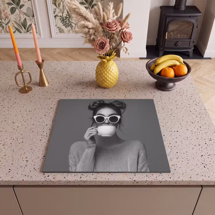 Inductie beschermer - Vrouw - Koffie - Zwart - Wit — 3