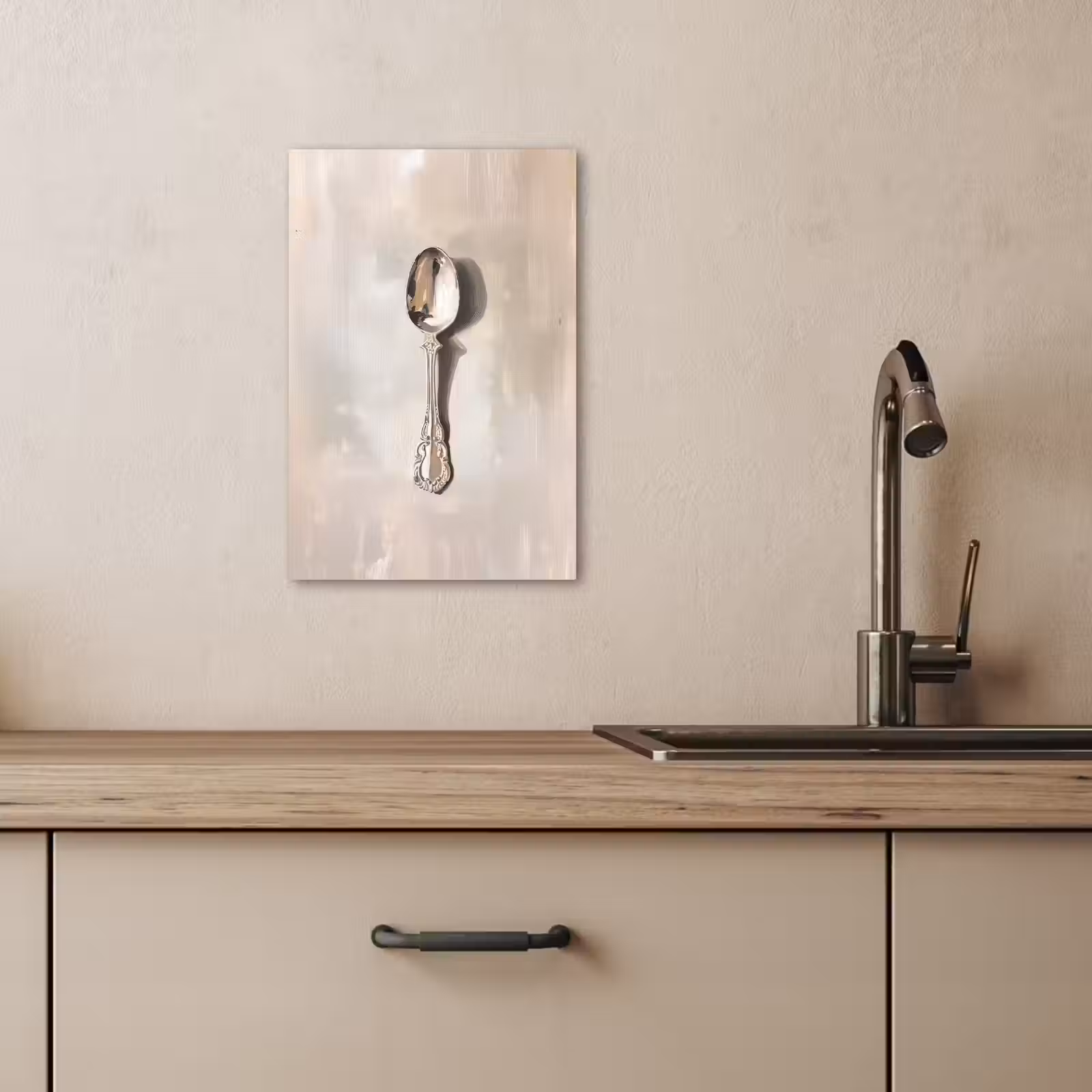 Canvas schilderij - Lepel - Verf - Zilver — 1