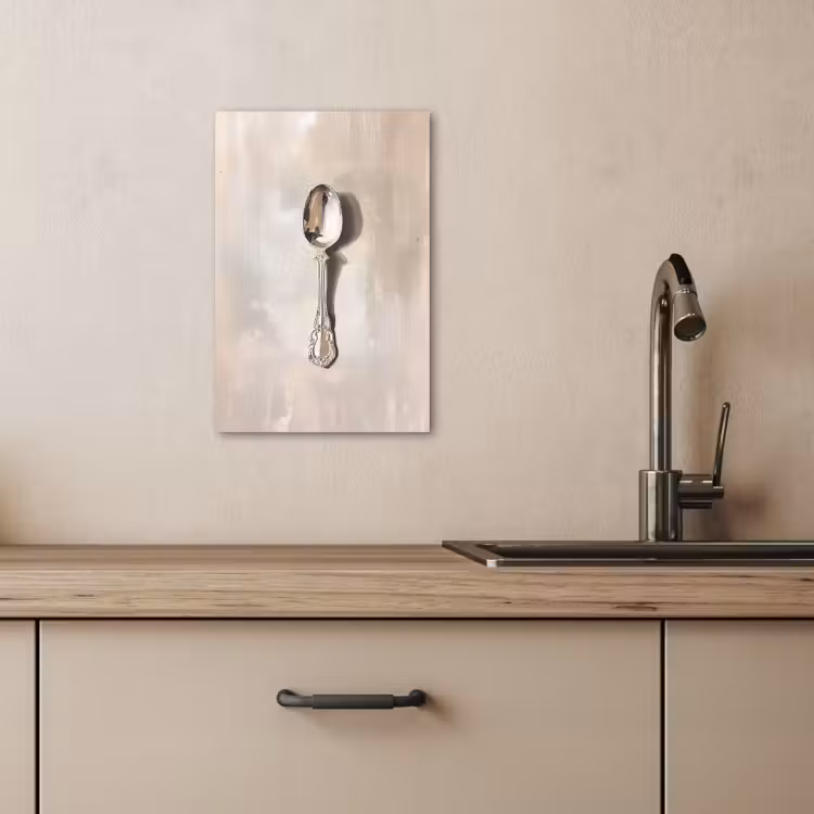 Canvas schilderij - Lepel - Verf - Zilver — 1