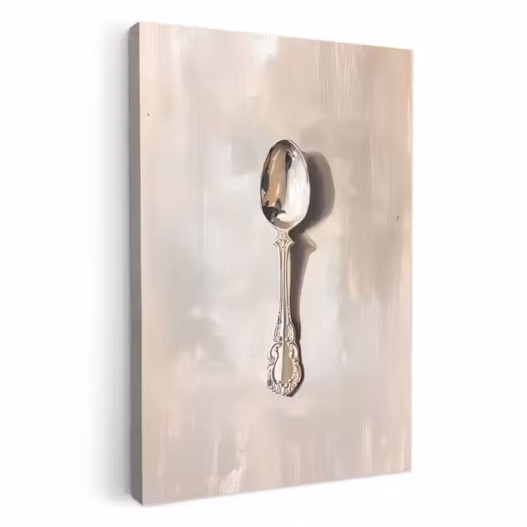 Canvas schilderij - Lepel - Verf - Zilver — 2