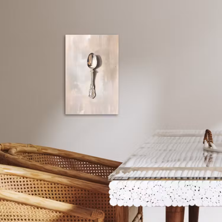 Canvas schilderij - Lepel - Verf - Zilver — 4