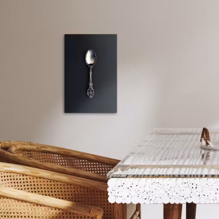 Canvas schilderij - Lepel - Zilver - Metaal — 1