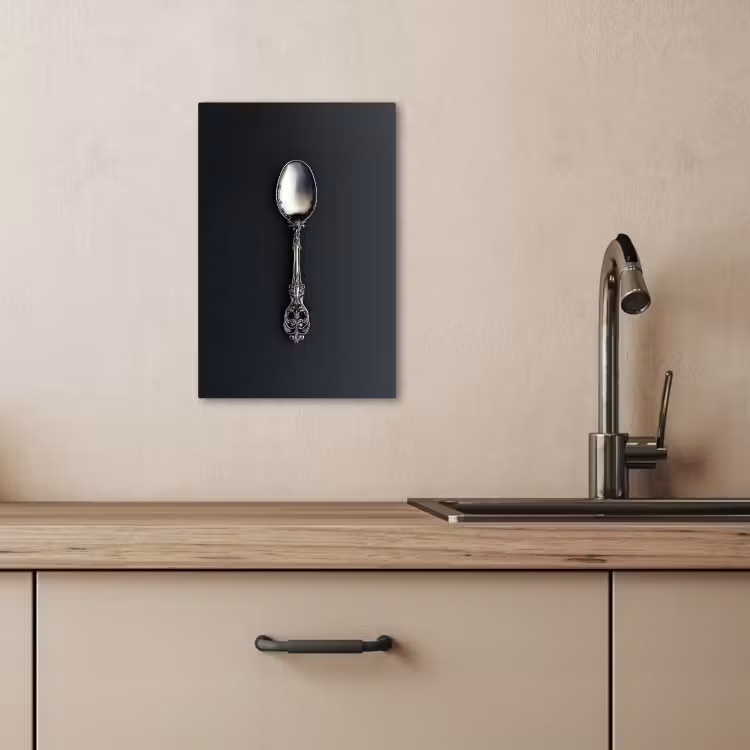 Canvas schilderij - Lepel - Zilver - Metaal — 3