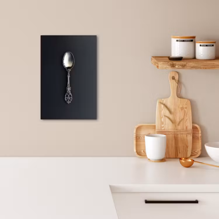 Canvas schilderij - Lepel - Zilver - Metaal — 4