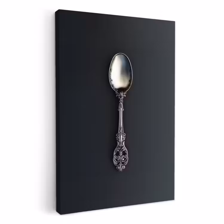 Canvas schilderij - Lepel - Zilver - Metaal — 5