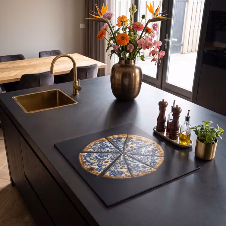 Inductie beschermer - Pizza - Eten - Delftsblauw — 2