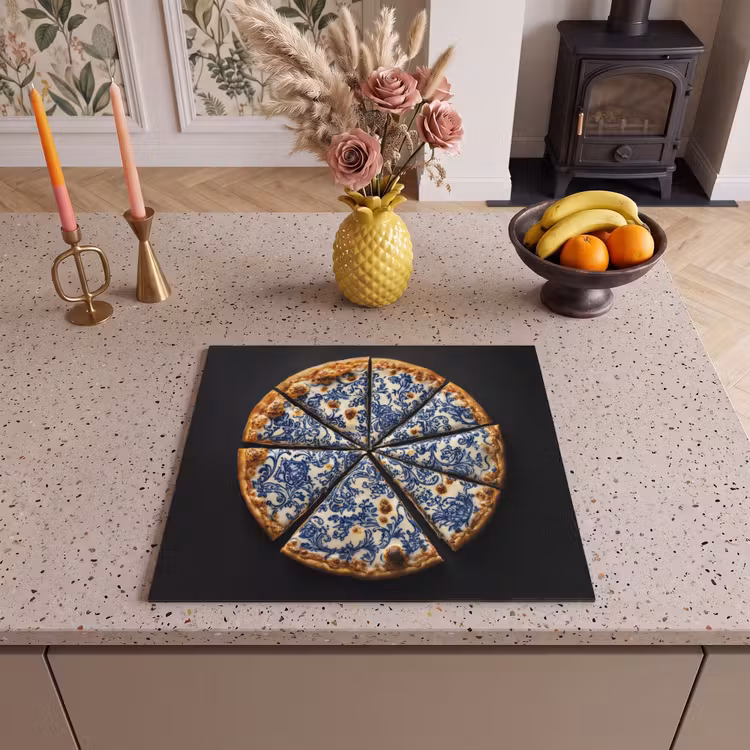 Inductie beschermer - Pizza - Eten - Delftsblauw — 3