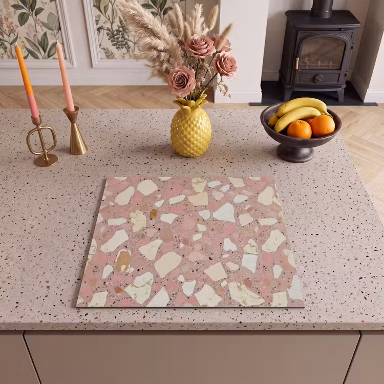 Inductie beschermer - Roze - Decoratie - Stenen - Terrazzo — 3