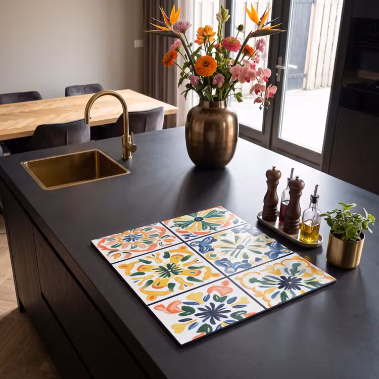 Inductie beschermer - Spaans - Tegels - Keramiek - Bloemen — 2