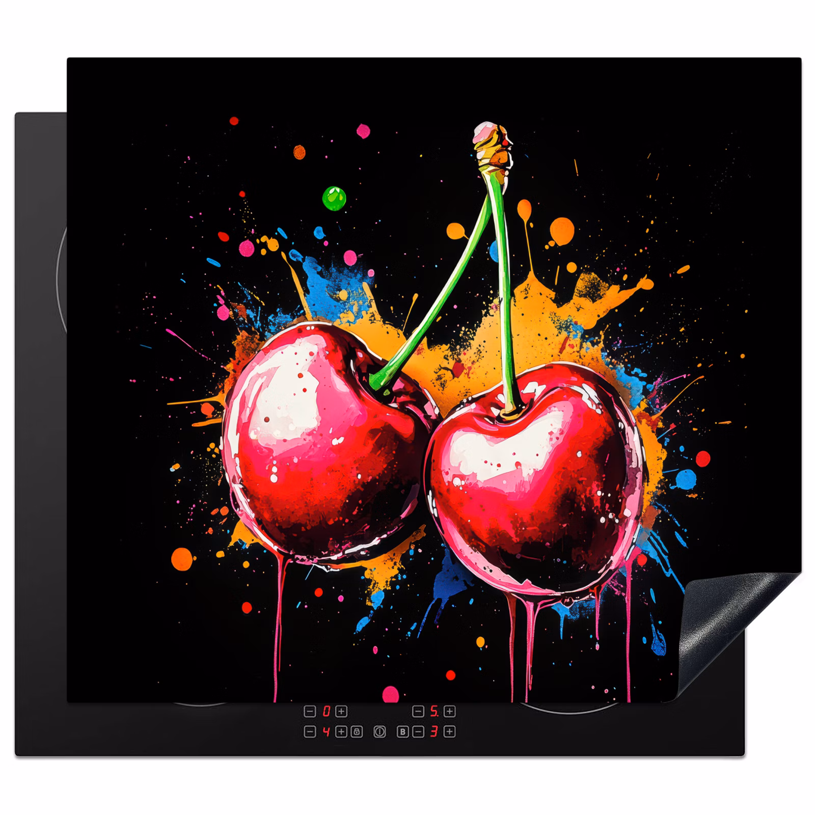 Inductie beschermer - Kersen - Fruit - Graffiti - Verf - Abstract - Modern - Kleurrijk — 1