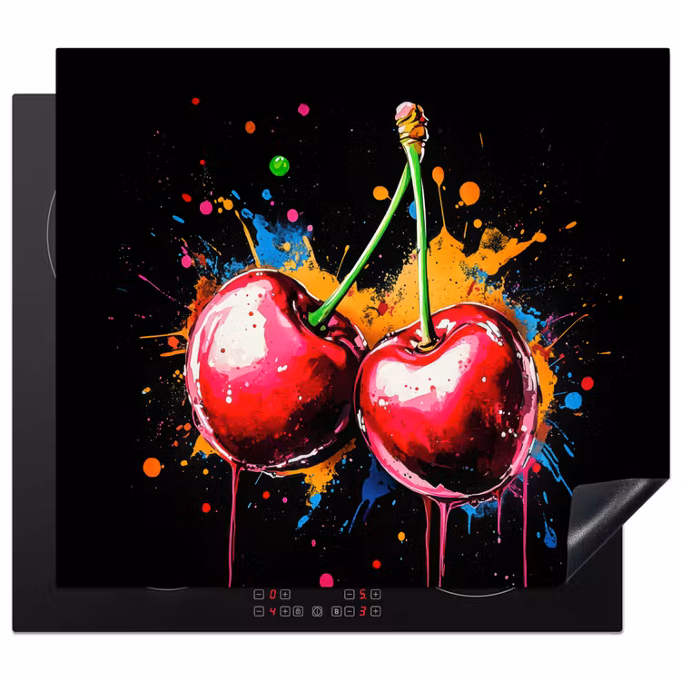 Inductie beschermer - Kersen - Fruit - Graffiti - Verf - Abstract - Modern - Kleurrijk — 1