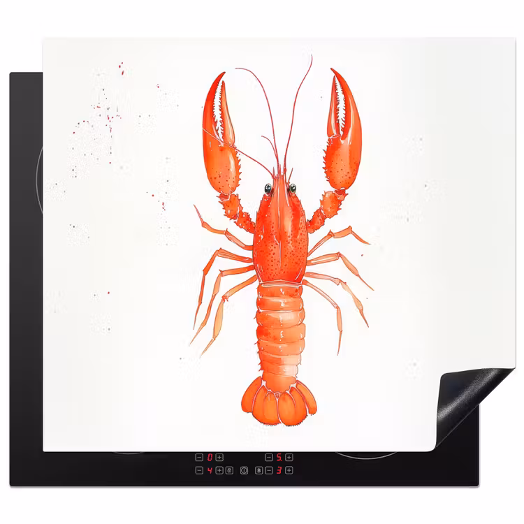Inductie beschermer - Kreeft - Waterverf - Aquarel - Oranje — 1