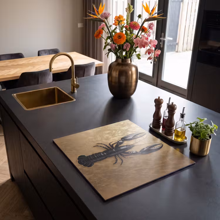 Inductie beschermer - Kreeft - Zwart - Goud - Luxe — 2