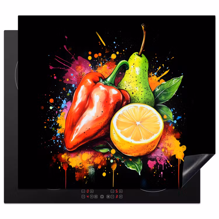 Inductie beschermer - Paprika - Peer - Citroen - Graffiti - Verf - Abstract — 1