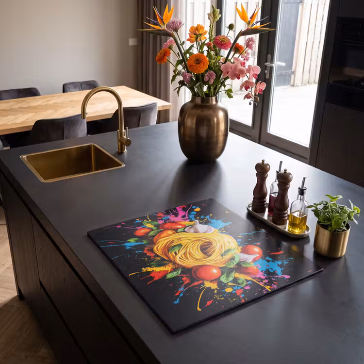 Inductie beschermer - Spaghetti - Graffiti - Verf - Kleurrijk - Eten - Modern — 2