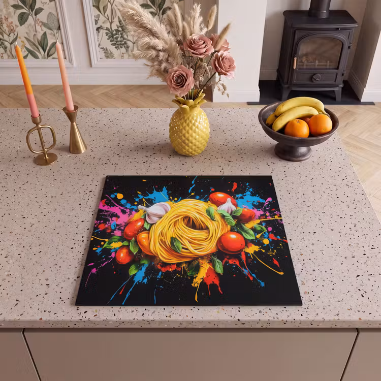 Inductie beschermer - Spaghetti - Graffiti - Verf - Kleurrijk - Eten - Modern — 3