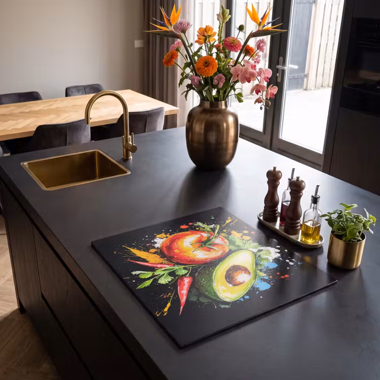 Inductie beschermer - Tomaat - Avocado - Peper - Graffiti - Verf - Modern — 2