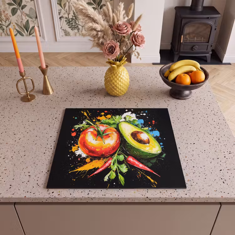 Inductie beschermer - Tomaat - Avocado - Peper - Graffiti - Verf - Modern — 3