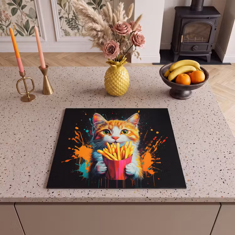 Inductie beschermer - Kat - Eten - Patat - Graffiti - Abstract — 3