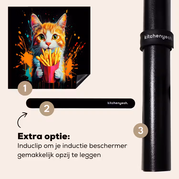 Inductie beschermer - Kat - Eten - Patat - Graffiti - Abstract — 8