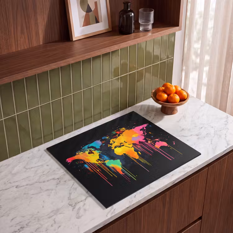 Inductie beschermer - Wereldkaart - Verf - Kleurrijk - Graffiti - Wereld — 4