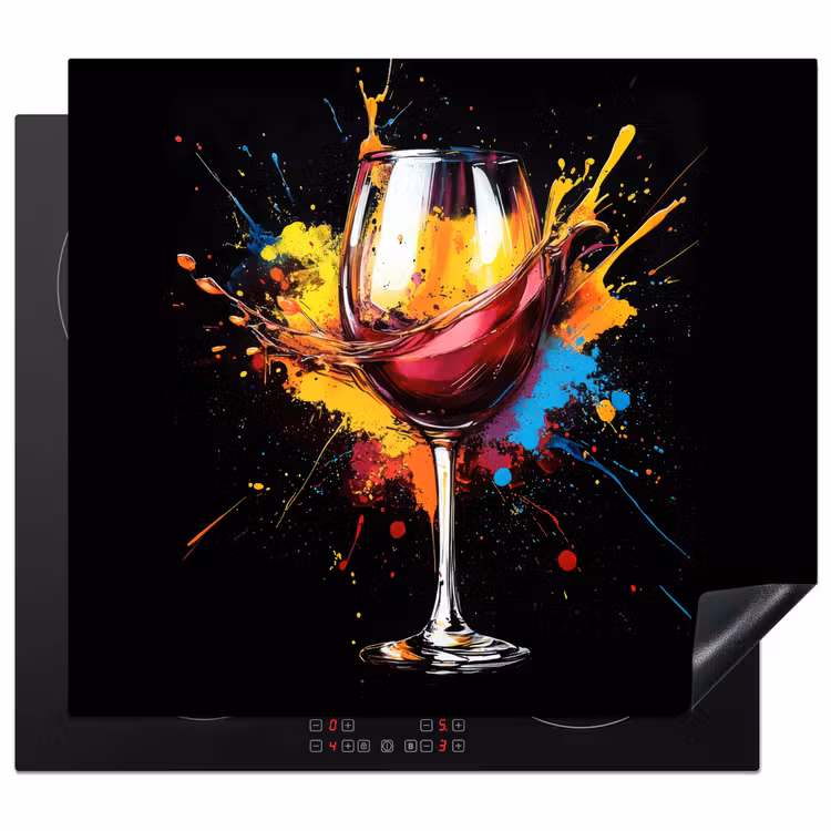 Inductie beschermer - Wijn - Glas - Graffiti - Borrel - Rood - Verf — 1
