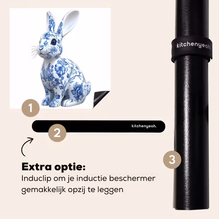 Inductie beschermer - Delftsblauw - Haasje - Wit — 8
