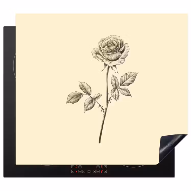 Inductie beschermer - Illustratie - Zwart - Roos — 1