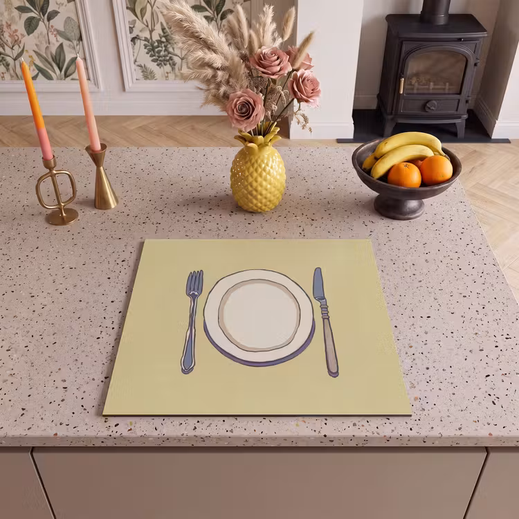Inductie beschermer - Illustratie - Bord - Bestek - Beige — 3