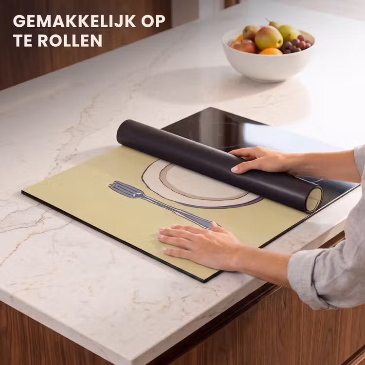 Inductie beschermer - Illustratie - Bord - Bestek - Beige — 7