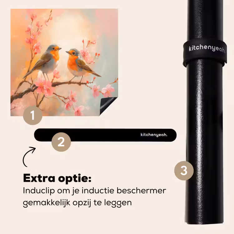 Inductie beschermer - Roodborstjes - Sierlijk - Bloesemtak — 8