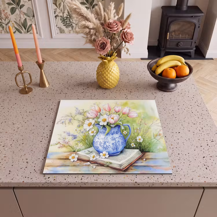 Inductie beschermer - Vaas - Delftsblauw - Madeliefjes — 3