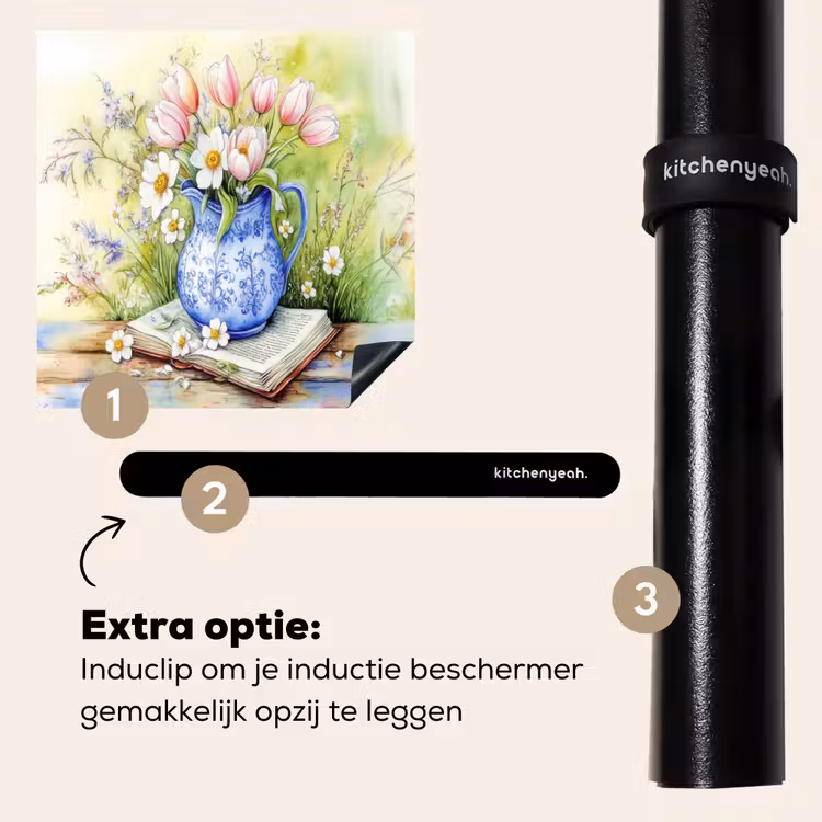 Inductie beschermer - Vaas - Delftsblauw - Madeliefjes — 8