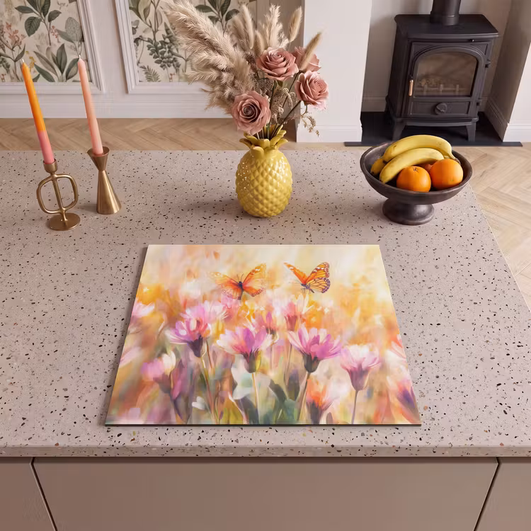 Inductie beschermer - Vlinders - Oranje - Bloemen — 3