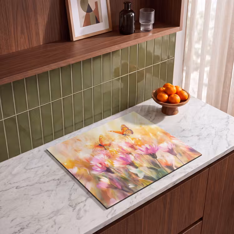 Inductie beschermer - Vlinders - Oranje - Bloemen — 4