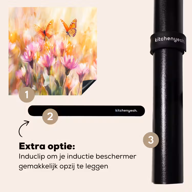 Inductie beschermer - Vlinders - Oranje - Bloemen — 8