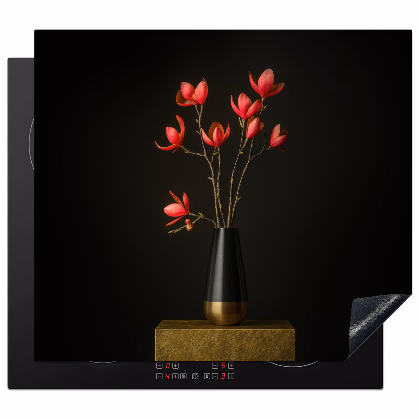Inductie beschermer - Rode - Bloemen - Vaas — 1