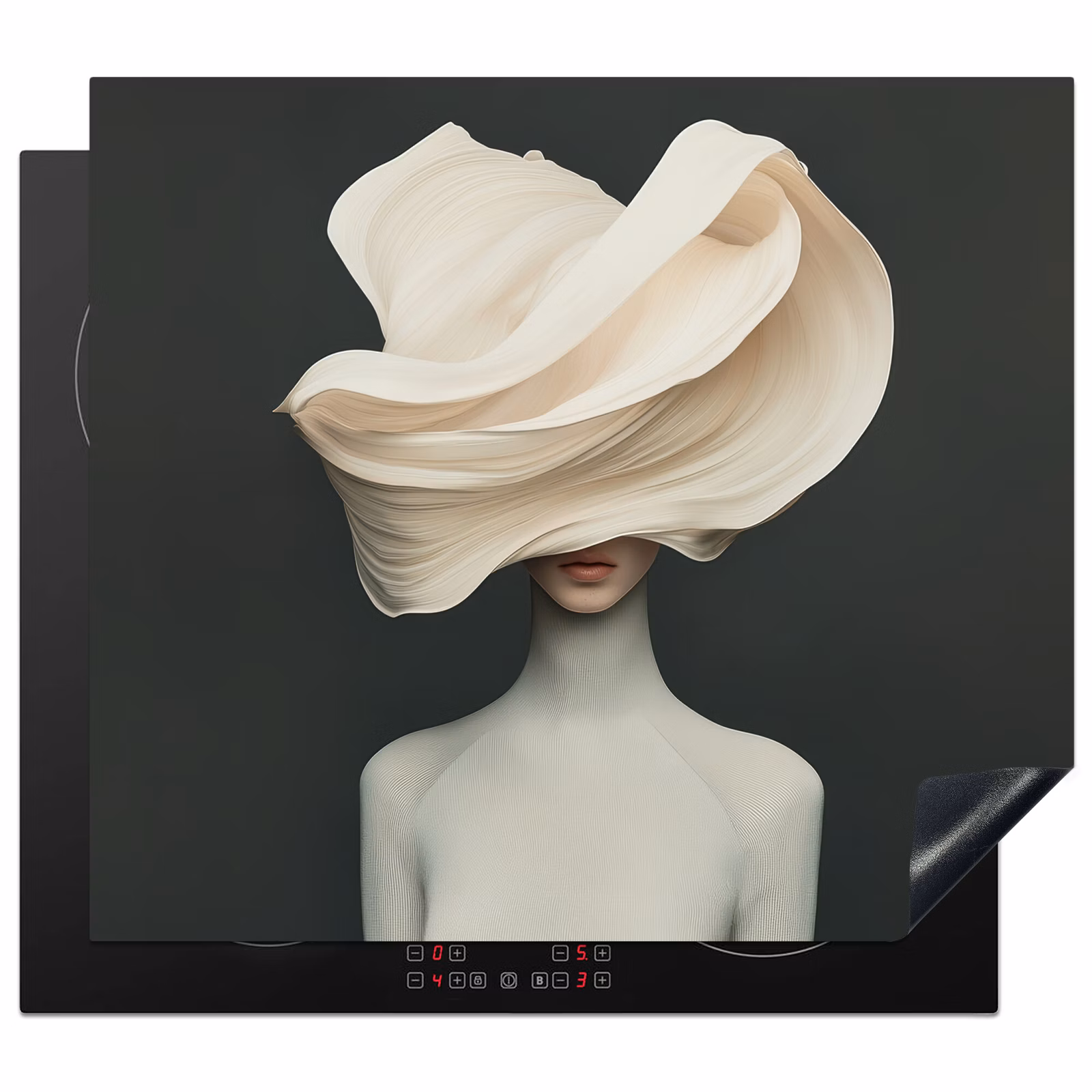 Inductie beschermer - Vrouw - Beige - hoed — 1