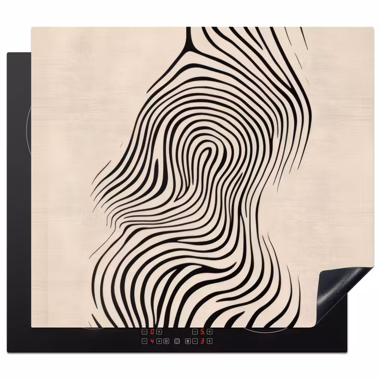 Inductie beschermer - Lijnen - Abstract - Golvend - Zwart — 1