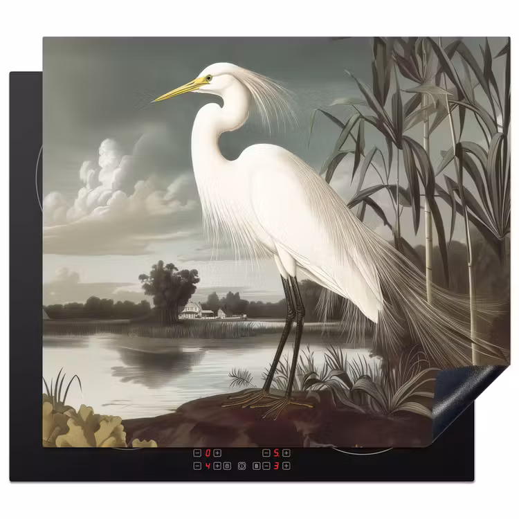 Inductie beschermer - Reiger - Planten - Wolken - Wit — 1