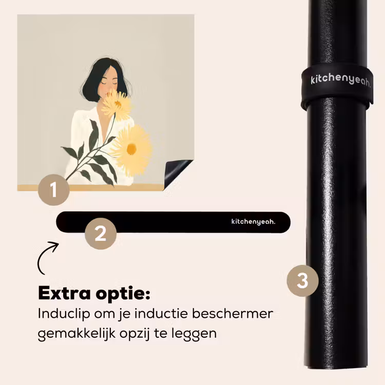 Inductie beschermer - Vrouw - Bloem - Geel - Minimalistisch — 8