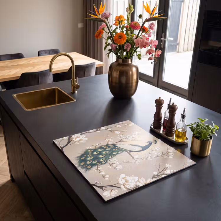 Inductie beschermer - Pauw - Tak - Bloemen — 2