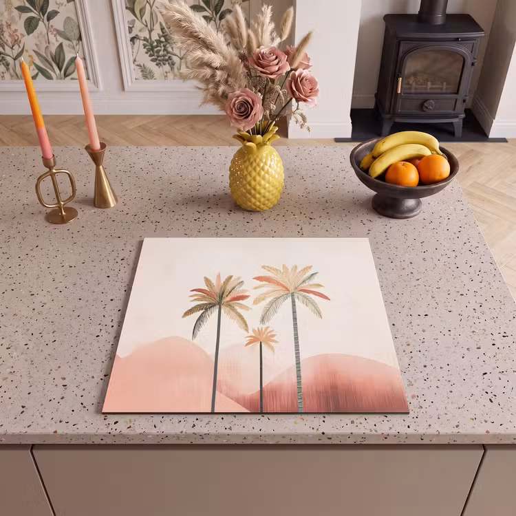 Inductie beschermer - Palmbomen - Heuvels - Minimalistisch - Zachtroze — 3