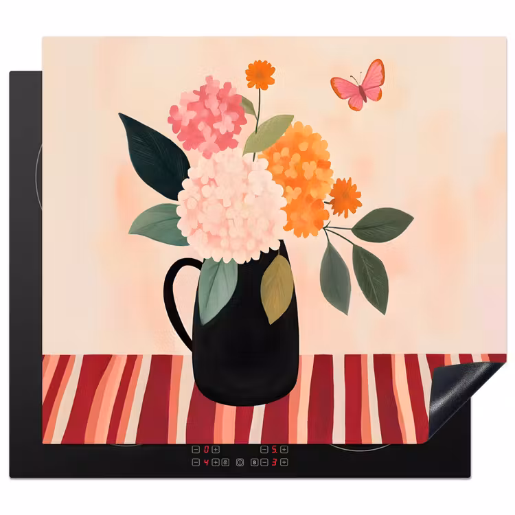 Inductie beschermer - Vaas - Bloemen - Vlinder - Rood — 1